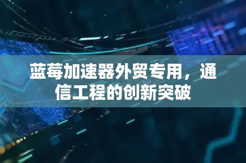 蓝莓加速器外贸专用，通信工程的创新突破